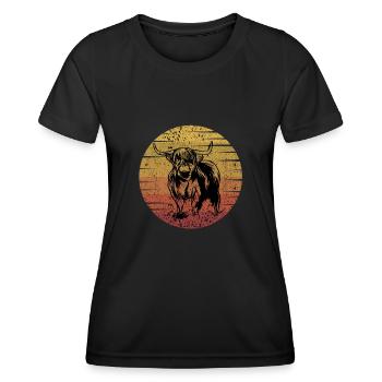 Scottish Highland Cattle - Women's Functional T-Shirt - black - Front - AI Model Female 172 light (172cm)