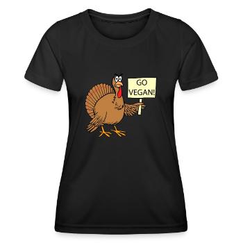 Devenir vegetarien! - T-shirt sport Femme - noir - Devant - AI Model Female 172 light (172cm)