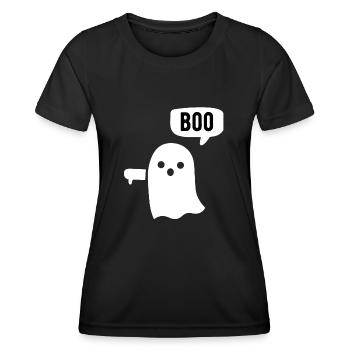 Boo Ghost Daumen runter - Frauen Funktions-T-Shirt - Schwarz - Vorne - AI Model Female 172 light (172cm)