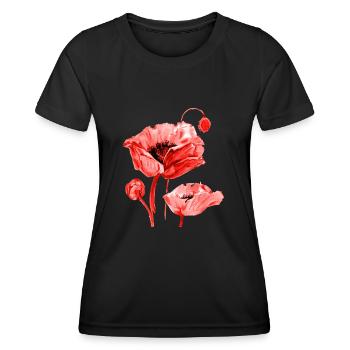 Mohnblume - Frauen Funktions-T-Shirt - Schwarz - Vorne - AI Model Female 172 light (172cm)