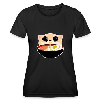 Shibu Ramen Kitsune Anime Kawaii Japan Tee - Frauen Funktions-T-Shirt - Schwarz - Vorne - AI Model Female 172 light (172cm)