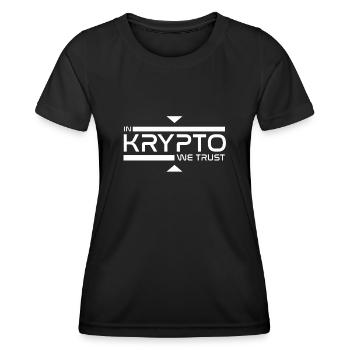In Crypto We Trust Cryptocurrency Miner T-Shirt - Frauen Funktions-T-Shirt - Schwarz - Vorne - AI Model Female 172 light (172cm)