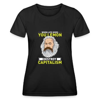 KARL MARX: Destroy Capitalism - Frauen Funktions-T-Shirt - Schwarz - Vorne - AI Model Female 172 light (172cm)