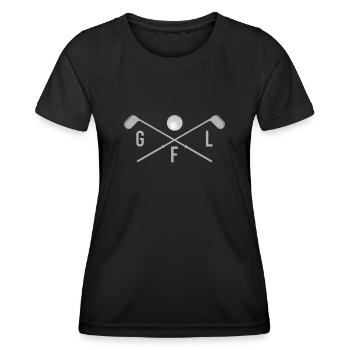 Golf Golfschläger Golfball - Frauen Funktions-T-Shirt - Schwarz - Vorne - AI Model Female 172 light (172cm)