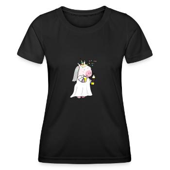 Mariée licorne - T-shirt sport Femme - noir - Devant - AI Model Female 172 light (172cm)