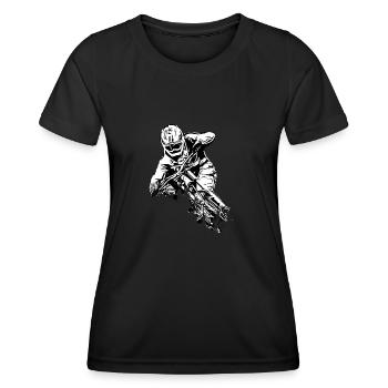 Mountain Biker / MTB Downhill Fahrrad geschenk - Frauen Funktions-T-Shirt - Schwarz - Vorne - AI Model Female 172 light (172cm)