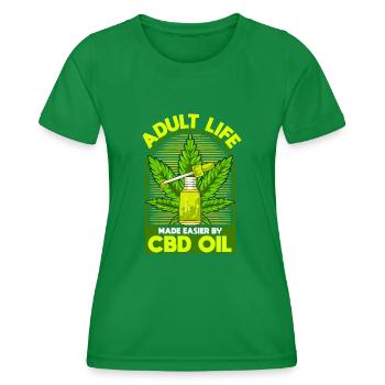 Adult Life Made Easier By CBD Oil - Women's Functional T-Shirt - kelly green - Front - AI Model Female 172 dark (172cm)