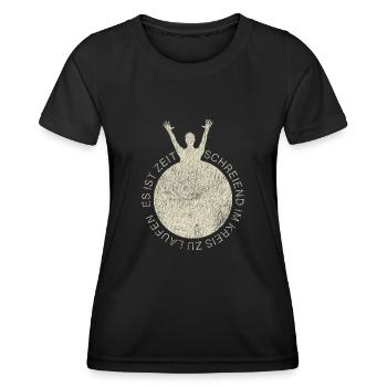 IL EST TEMPS DE TOURNER EN ROND EN HURLANT - T-shirt sport Femme - noir - Devant - AI Model Female 172 light (172cm)