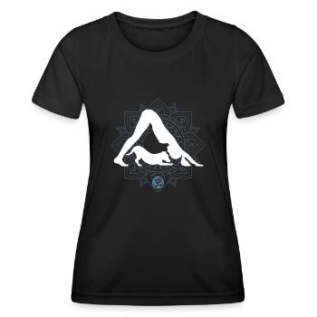Yoga amusant avec chien | Mandala Om Symbole Namaste - T-shirt sport Femme - noir - Devant - AI Model Female 172 light (172cm)