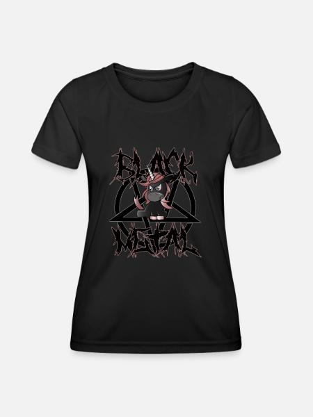 black metal einhorn - Frauen Funktions-T-Shirt - Schwarz