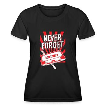 Never Forget Audio Cassette 70s 80s 90s poison - Frauen Funktions-T-Shirt - Schwarz - Vorne - AI Model Female 172 light (172cm)