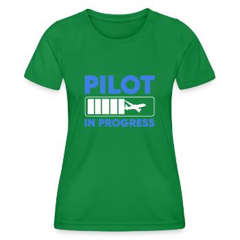 Pilot In Progress - Women's Functional T-Shirt - kelly green - Front - AI Model Female 172 dark (172cm)