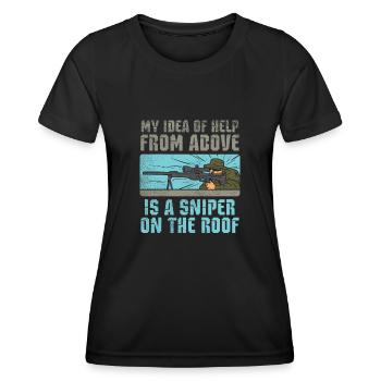 GUN LOVER: Sniper On The Roof - Women's Functional T-Shirt - black - Front - AI Model Female 172 light (172cm)