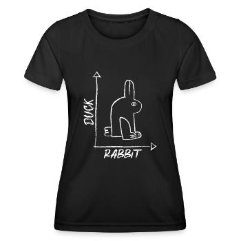 Lapin de l’illusion d’optique - T-shirt sport Femme - noir - Devant - AI Model Female 172 light (172cm)