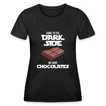 Come on the dark side, we have chocolate. - Women's Functional T-Shirt - black - Front - AI Model Female 172 light (172cm)