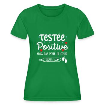 Testée positive - humour annonce grossesse - T-shirt sport Femme - vert - Devant - AI Model Female 172 dark (172cm)