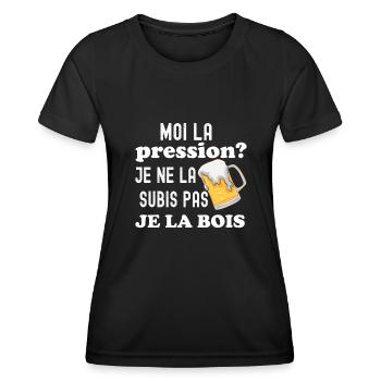 Moi la pression je la subis pas je la bois - T-shirt sport Femme - noir - Devant - AI Model Female 172 light (172cm)