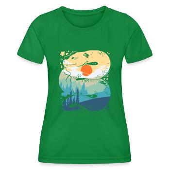 Sunrise Dragon - Frauen Funktions-T-Shirt - Kelly Green - Vorne - AI Model Female 172 dark (172cm)