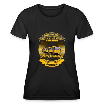 Straßenbahn Strassenbahn Tram Straßenbahnfahrer - Frauen Funktions-T-Shirt - Schwarz - Vorne - AI Model Female 172 light (172cm)
