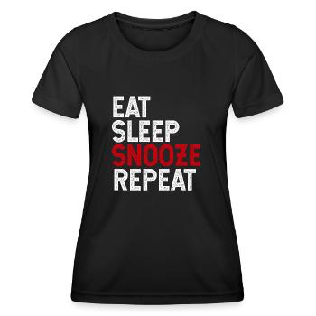 Eat Sleep Snooze Repeat - Frauen Funktions-T-Shirt - Schwarz - Vorne - AI Model Female 172 light (172cm)