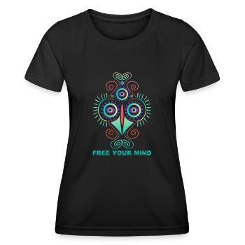 Psychedelic Free Your Mind Shipibo Tribe Art Psy - Frauen Funktions-T-Shirt - Schwarz - Vorne - AI Model Female 172 light (172cm)