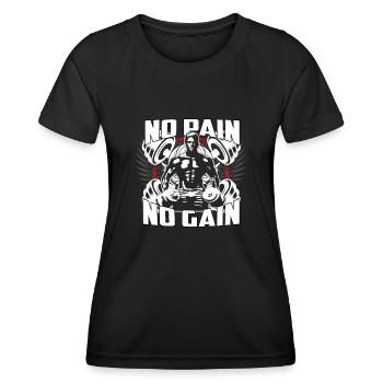 NO PAIN NO GAIN - Frauen Funktions-T-Shirt - Schwarz - Vorne - AI Model Female 172 light (172cm)