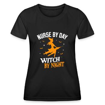 Senior Caregiver Nurse Witch Syringe - Women's Functional T-Shirt - black - Front - AI Model Female 172 light (172cm)