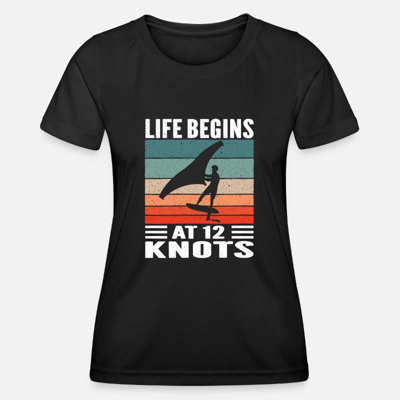 Wing Foiling Surf Surfing Surfer - Women's Functional T-Shirt - black