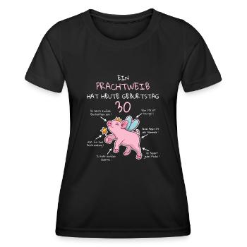 30. Geburtstag Geschenk Dreißig Jahre Alt Schwein - Frauen Funktions-T-Shirt - Schwarz - Vorne - AI Model Female 172 light (172cm)
