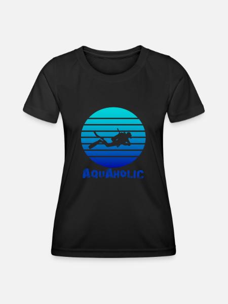 Funny Diver Diving Aquaholic Gift - Women's Functional T-Shirt - black