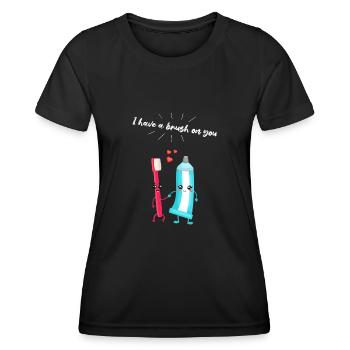 Brosse à dents et dentifrice Paire Cadeau pour les dentistes - T-shirt sport Femme - noir - Devant - AI Model Female 172 light (172cm)