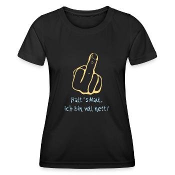 Voll nett - Frauen Funktions-T-Shirt - Schwarz - Vorne - AI Model Female 172 light (172cm)