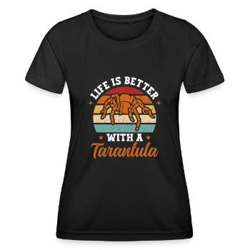 La vie est meilleure avec une araignée tarentule arachnide - T-shirt sport Femme - noir - Devant - AI Model Female 172 light (172cm)