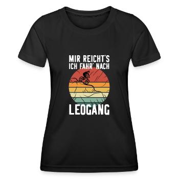 Downhill LEOGANG MTB Geschenk Mountainbiker - Frauen Funktions-T-Shirt - Schwarz - Vorne - AI Model Female 172 light (172cm)