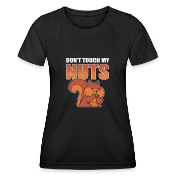 Don't Touch My Nuts Squirrel Animal - Frauen Funktions-T-Shirt - Schwarz - Vorne - AI Model Female 172 light (172cm)