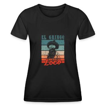 El Gringo Loco Bad Hombre Drôle Cinco De Mayo - T-shirt sport Femme - noir - Devant - AI Model Female 172 light (172cm)
