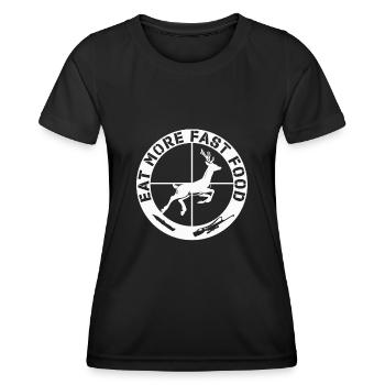 manger plus de restauration rapide - T-shirt sport Femme - noir - Devant - AI Model Female 172 light (172cm)