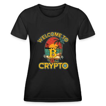 Willkommen bei Krypto, Bitcoin Sommer - Frauen Funktions-T-Shirt - Schwarz - Vorne - AI Model Female 172 light (172cm)
