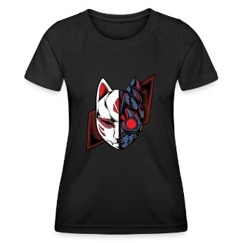 mecha kitsune anime manga cat fox - Frauen Funktions-T-Shirt - Schwarz - Vorne - AI Model Female 172 light (172cm)