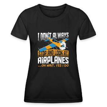 Fliegen Pilot Flugzeug Flugschule Segelflieger - Frauen Funktions-T-Shirt - Schwarz - Vorne - AI Model Female 172 light (172cm)
