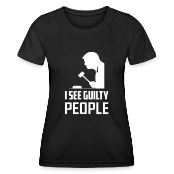 Je vois l’avocat des coupables - T-shirt sport Femme - noir - Devant - AI Model Female 172 light (172cm)