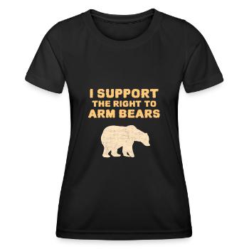 Ich unterstütze das Recht, Bären zu bewaffnen. Parodie Waffenbesitzer - Frauen Funktions-T-Shirt - Schwarz - Vorne - AI Model Female 172 light (172cm)