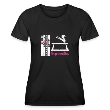 Sprung Boden Stufenbarren Balken Gymnastik Lustig - Frauen Funktions-T-Shirt - Schwarz - Vorne - AI Model Female 172 light (172cm)