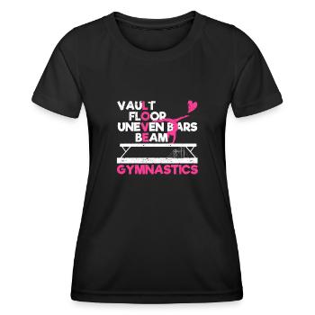 Lustige Turnerin Liebhaberin Gewölbe Boden - Frauen Funktions-T-Shirt - Schwarz - Vorne - AI Model Female 172 light (172cm)