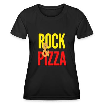 Rock et Pizza - T-shirt sport Femme - noir - Devant - AI Model Female 172 light (172cm)