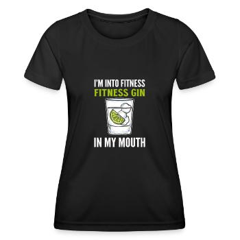I`m Into Fitness. Fitness Gin In My Mouth Gin - Frauen Funktions-T-Shirt - Schwarz - Vorne - AI Model Female 172 light (172cm)