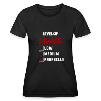 Niveau de Sauvage : ANNABELLE Coche Nouveauté Custo - T-shirt sport Femme - noir - Devant - AI Model Female 172 light (172cm)