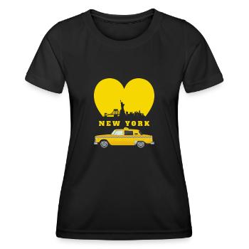 New York NY Cœur jaune taxi Liberté - T-shirt sport Femme - noir - Devant - AI Model Female 172 light (172cm)