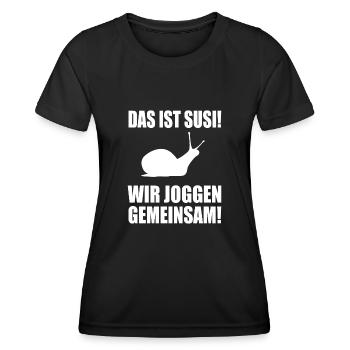 Schnecke Joggen Jogger Spruch Humor funny hobby - Frauen Funktions-T-Shirt - Schwarz - Vorne - AI Model Female 172 light (172cm)