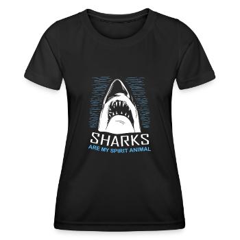 Sharks Are My Spirit Animal Taucher Tauchen - Frauen Funktions-T-Shirt - Schwarz - Vorne - AI Model Female 172 light (172cm)